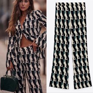Zara printed flare trousers and matching top